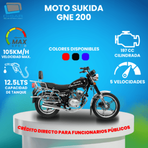 Moto Sukida GNE200 negra disar cf copia