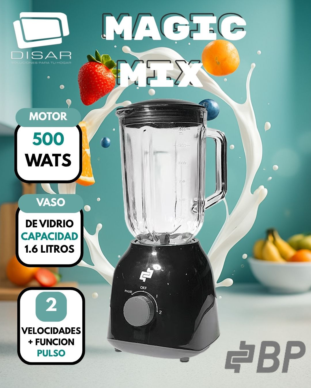 LICUADORA BP MAGIC MIX BLACK 500W 1.6LTS