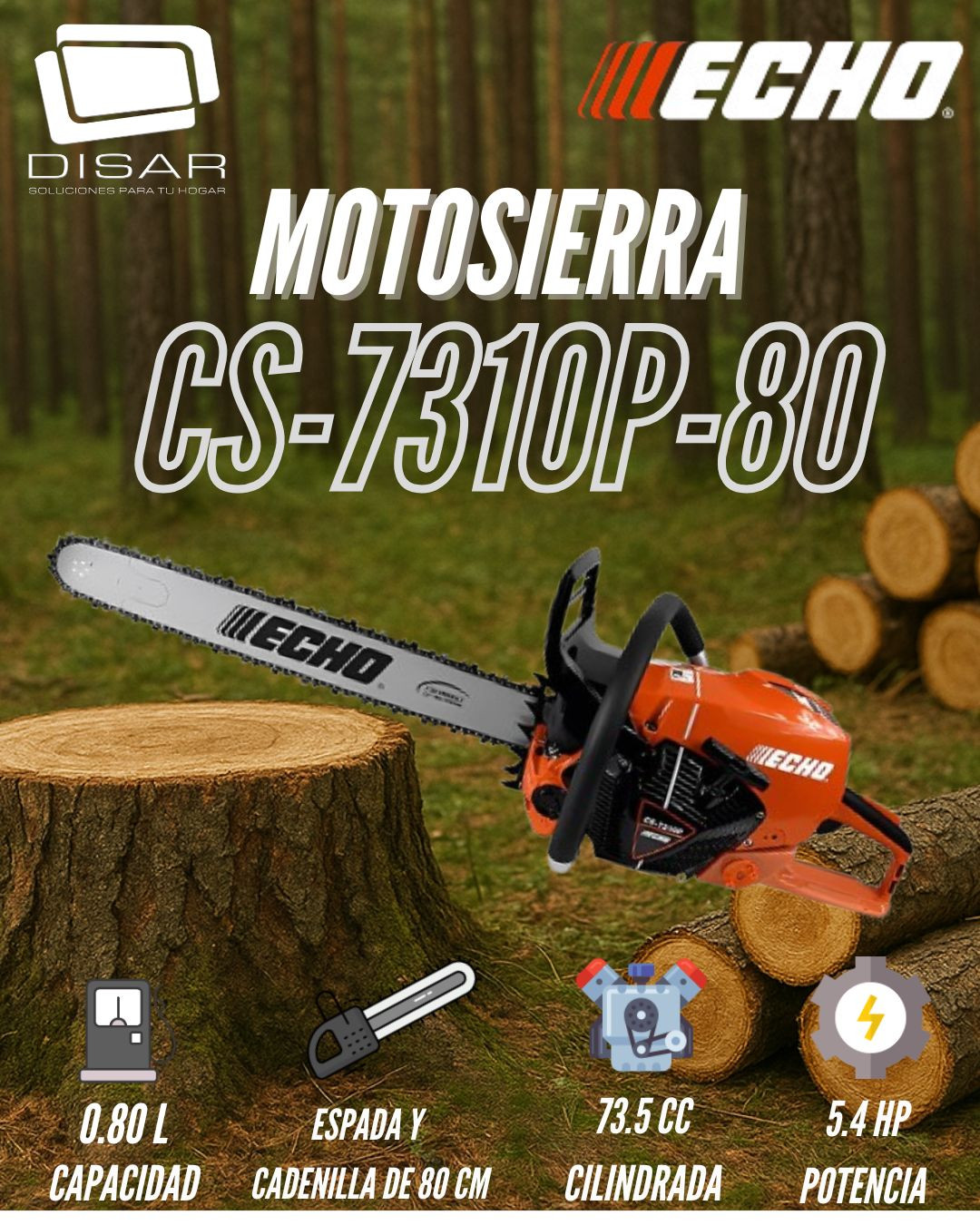 MOTOSIERRA AGROTA CON BARRA Y CADENA CS 7310P 80