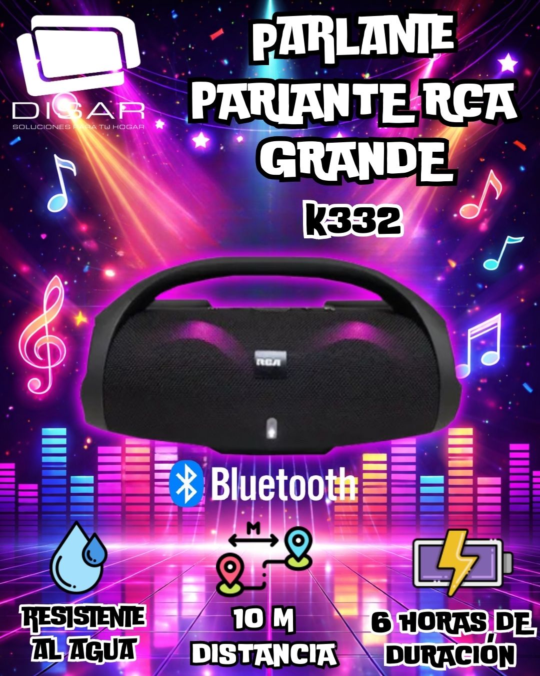 PARLANTE RCA GRANDE CON BLUETOOTH K332