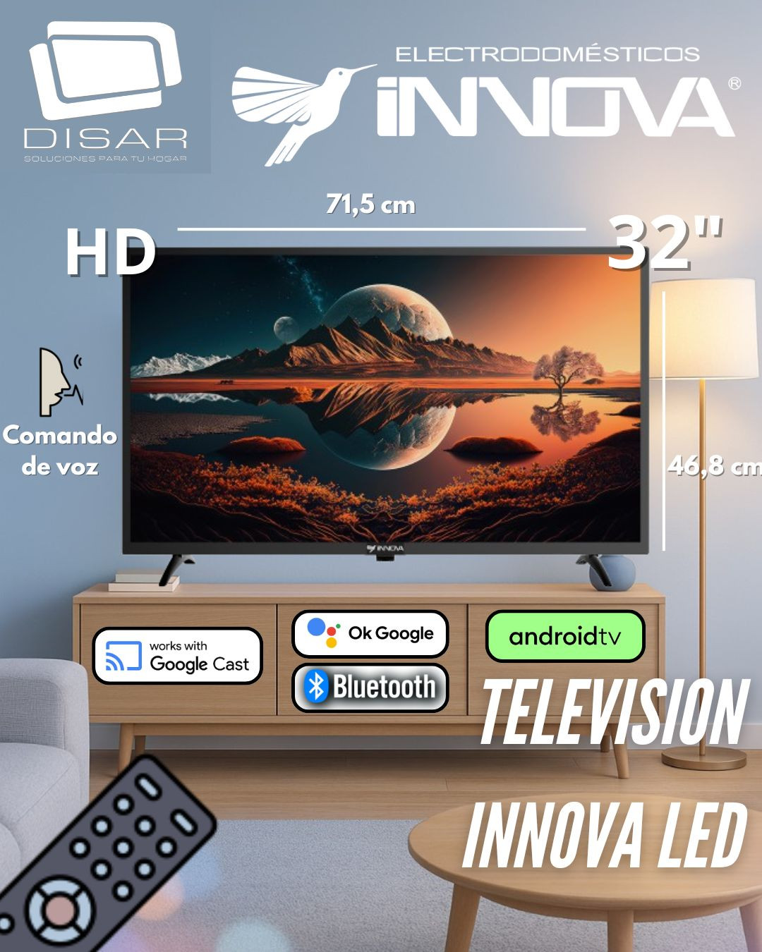 TELEVISION INNOVA LED 32 GOOGLE TV HD COMANDO DE VOZ