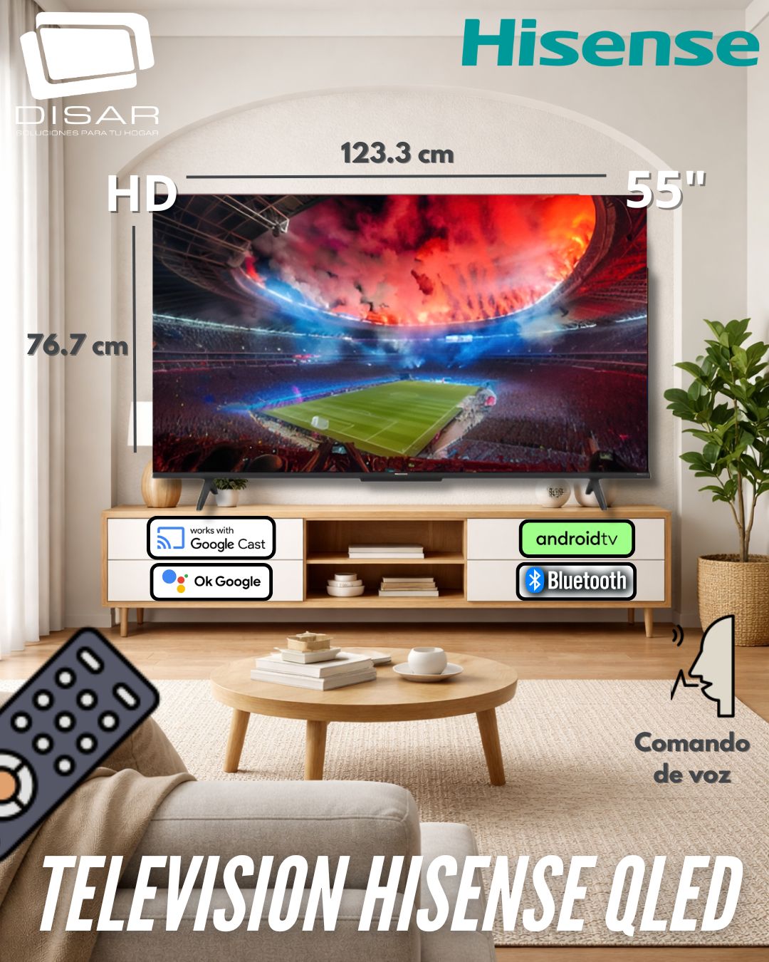 TELEVISION HISENSE QLED 55 GOOGLE TV COMANDO DE VOZ (1)