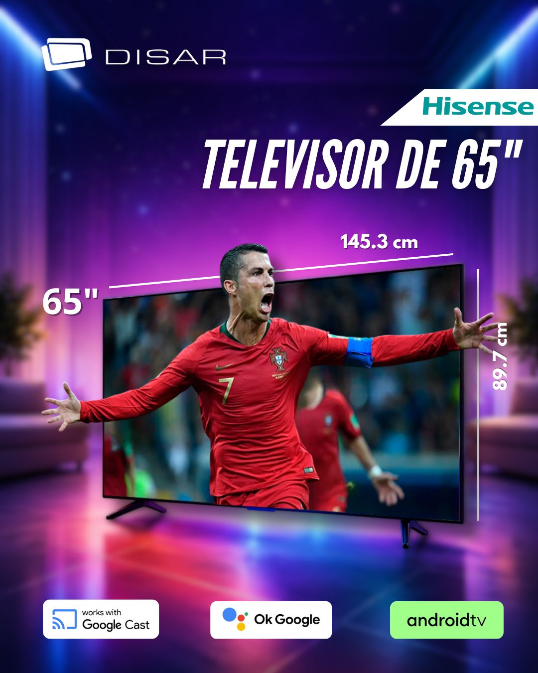 TELEVISION HISENSE QLED 65 GOOGLE TV COMANDO DE VOZ (1)